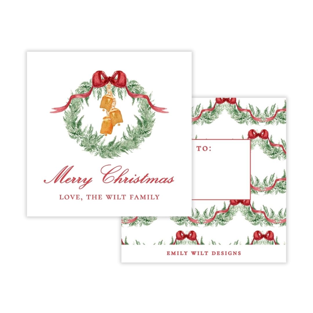Holiday Gift Tags or Stickers - Traditional Glam, Wreath