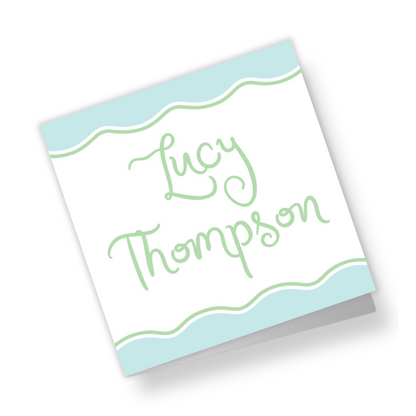 Wavy Personalized Folded Gift Tags with Envelopes