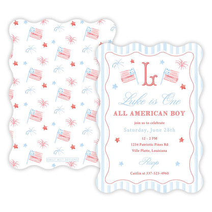 One All American Boy First Birthday Invitation