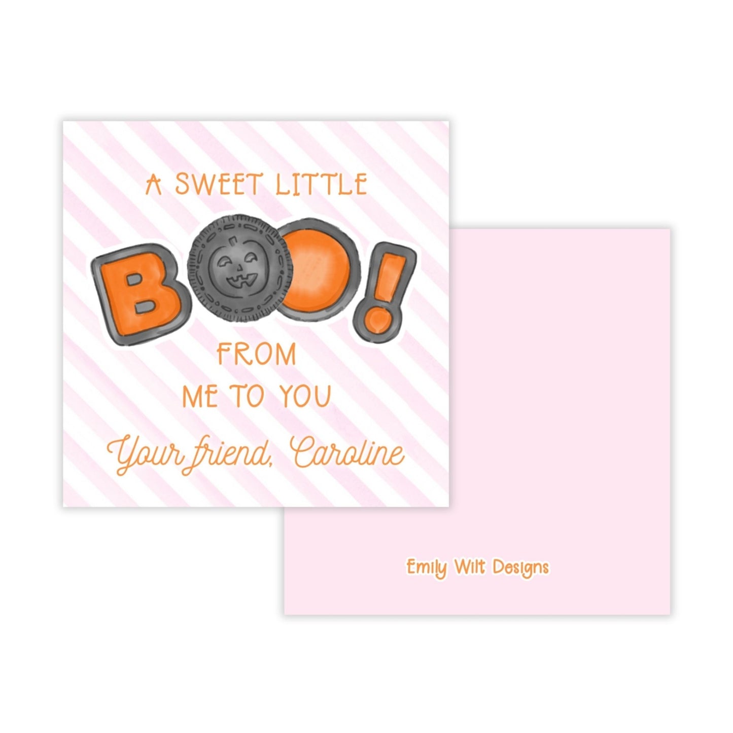 Kids Personalized Halloween Treat Tag - BOO Cookies (Pink)