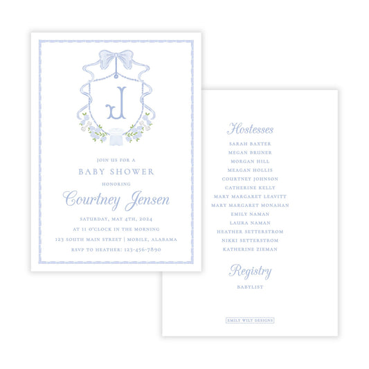 Heirloom Baby Shower Invitations - Blue