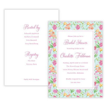 Genevieve's Garden Frame Bridal Shower Invitations (Mint)