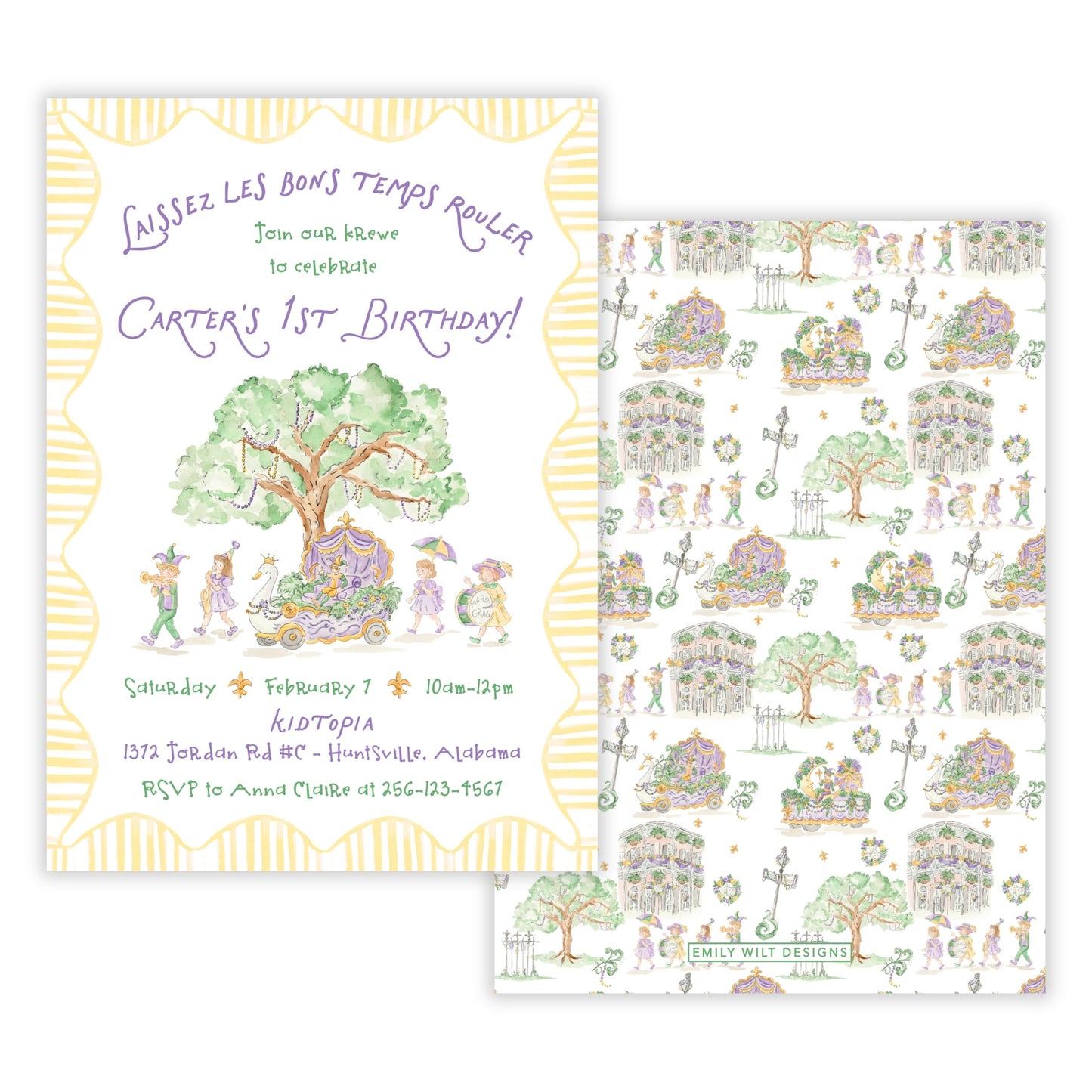 Mardi Gras Birthday Invitation for Kids