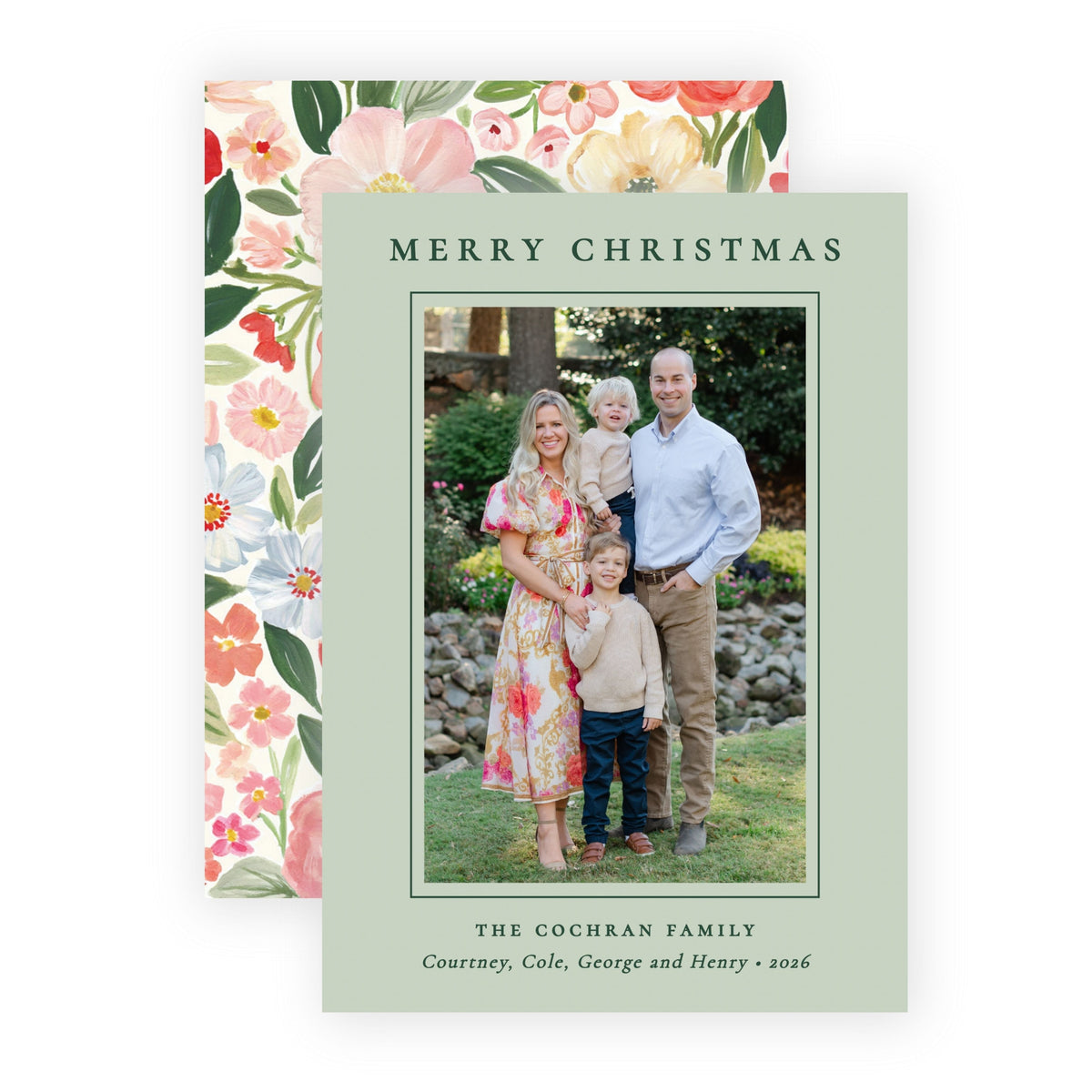 Christmas Photo Card - Merry Blooms 1