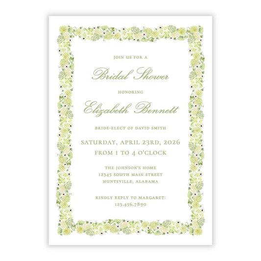Limelight Hydrangea Bridal Shower Invitations (Frame)