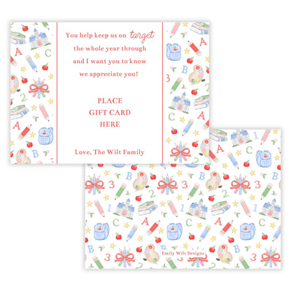 PRINTABLE Teacher Gift Card Holder - Preppy School Days, On Target