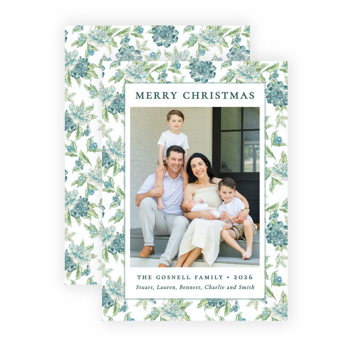Christmas Photo Card - Blue Botanicals 1
