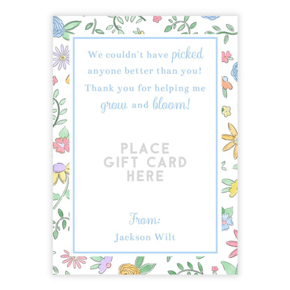 PRINTABLE Teacher Gift Card Holder - Bloom, Blue