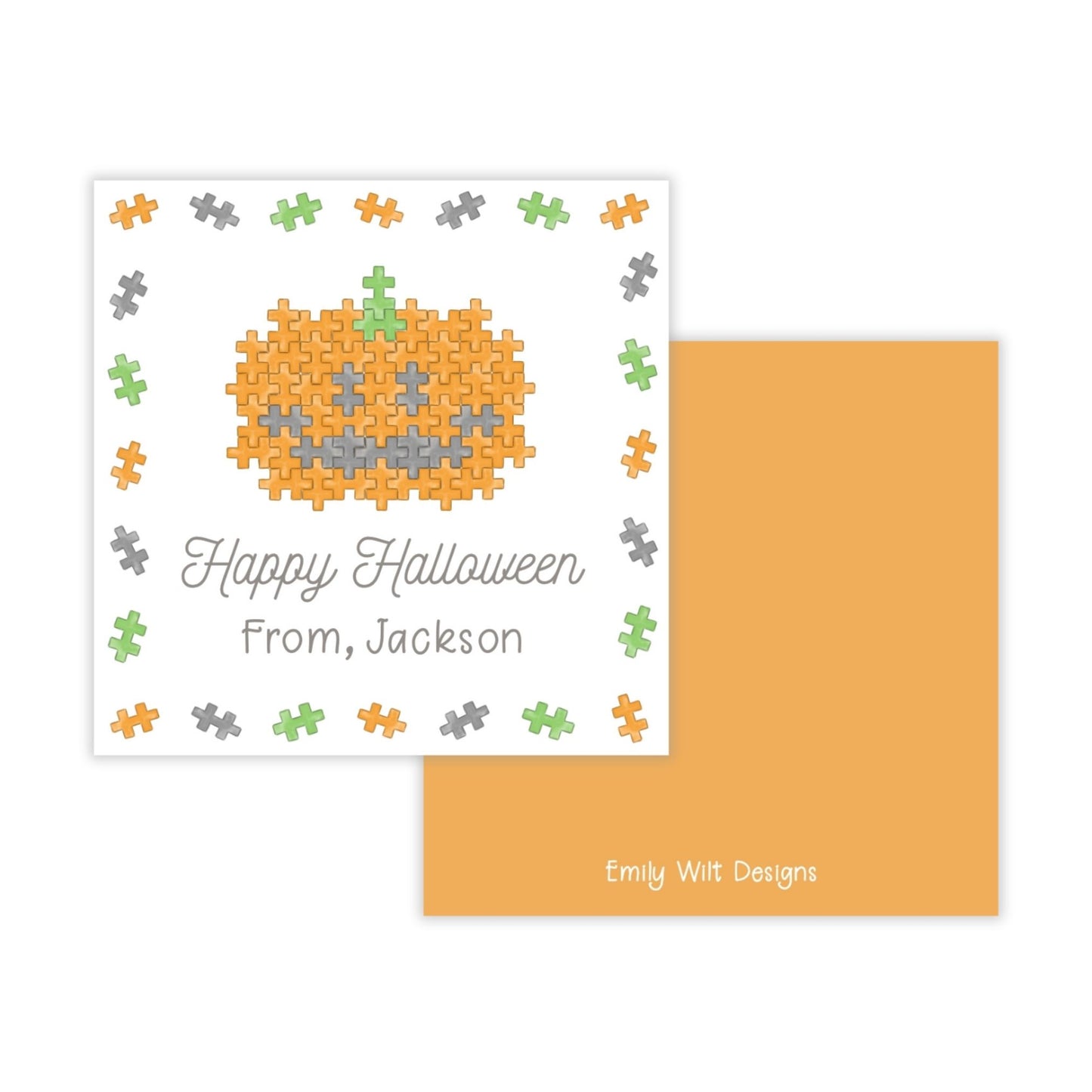 Kids Halloween Tags or Stickers - Puzzle Blocks