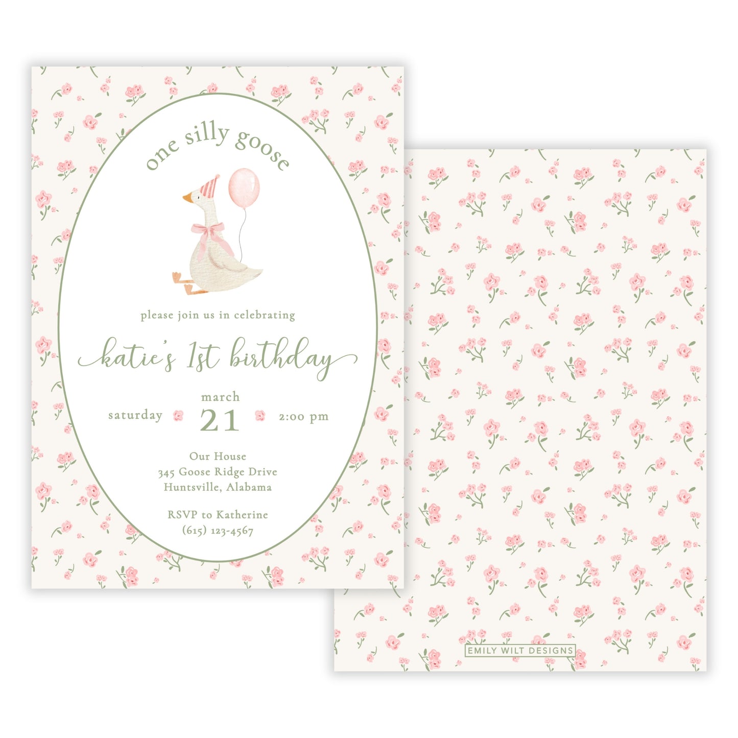 One Silly Goose First Birthday Invitation