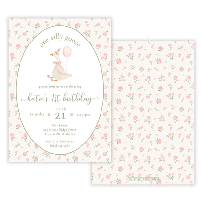 One Silly Goose First Birthday Invitation