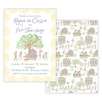 Fat TWO’sday Mardi Gras Birthday Invitations
