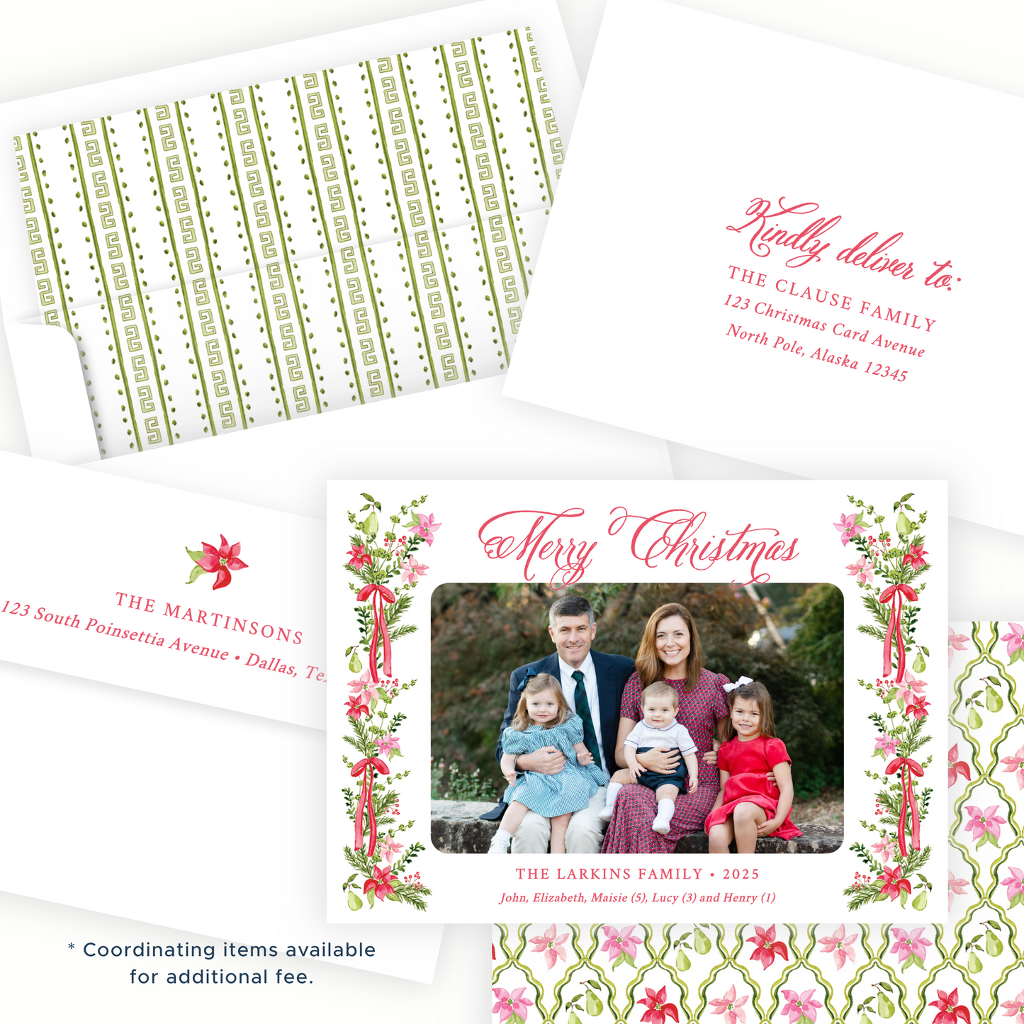 Christmas Photo Card - Poinsettia Garden, Red - Landscape