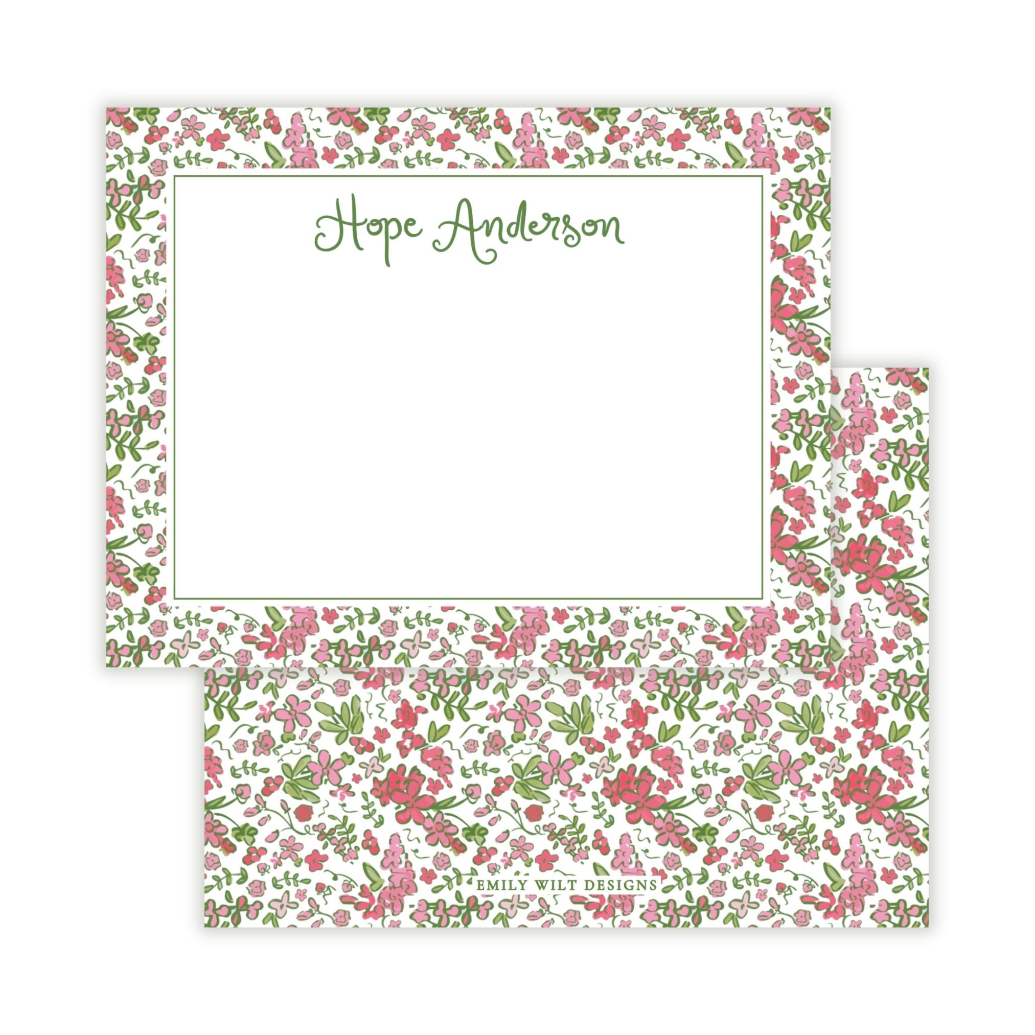 Personalized Note Card Design Personalized Flat A2 Note Cards – Custom Stationery by Emily Wilt Designs