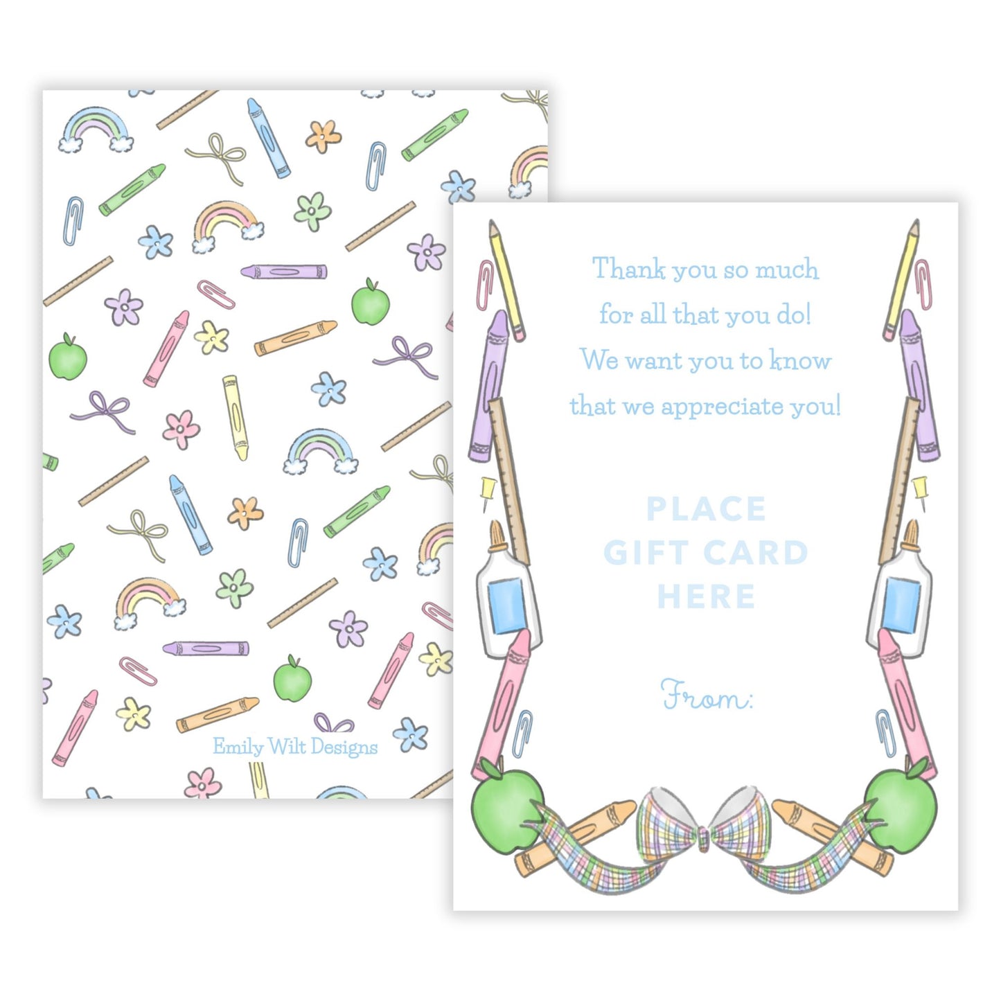 Gift Card Holder - School Supply Crest - READY TO SHIP