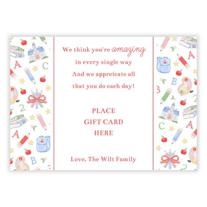 PRINTABLE Teacher Gift Card Holder - Preppy School Days, Amazing