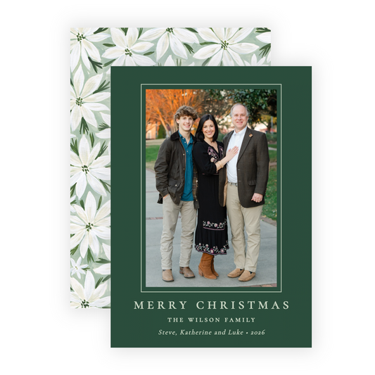 Christmas Photo Card - White Poinsettias 1