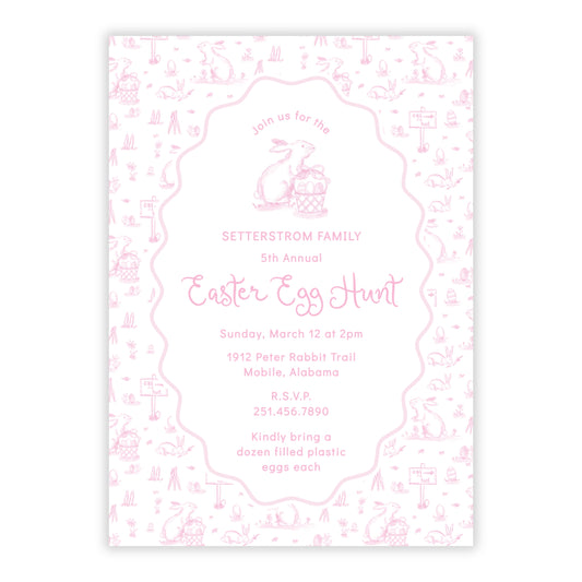Easter Toile Egg Hunt Invitation, Pink