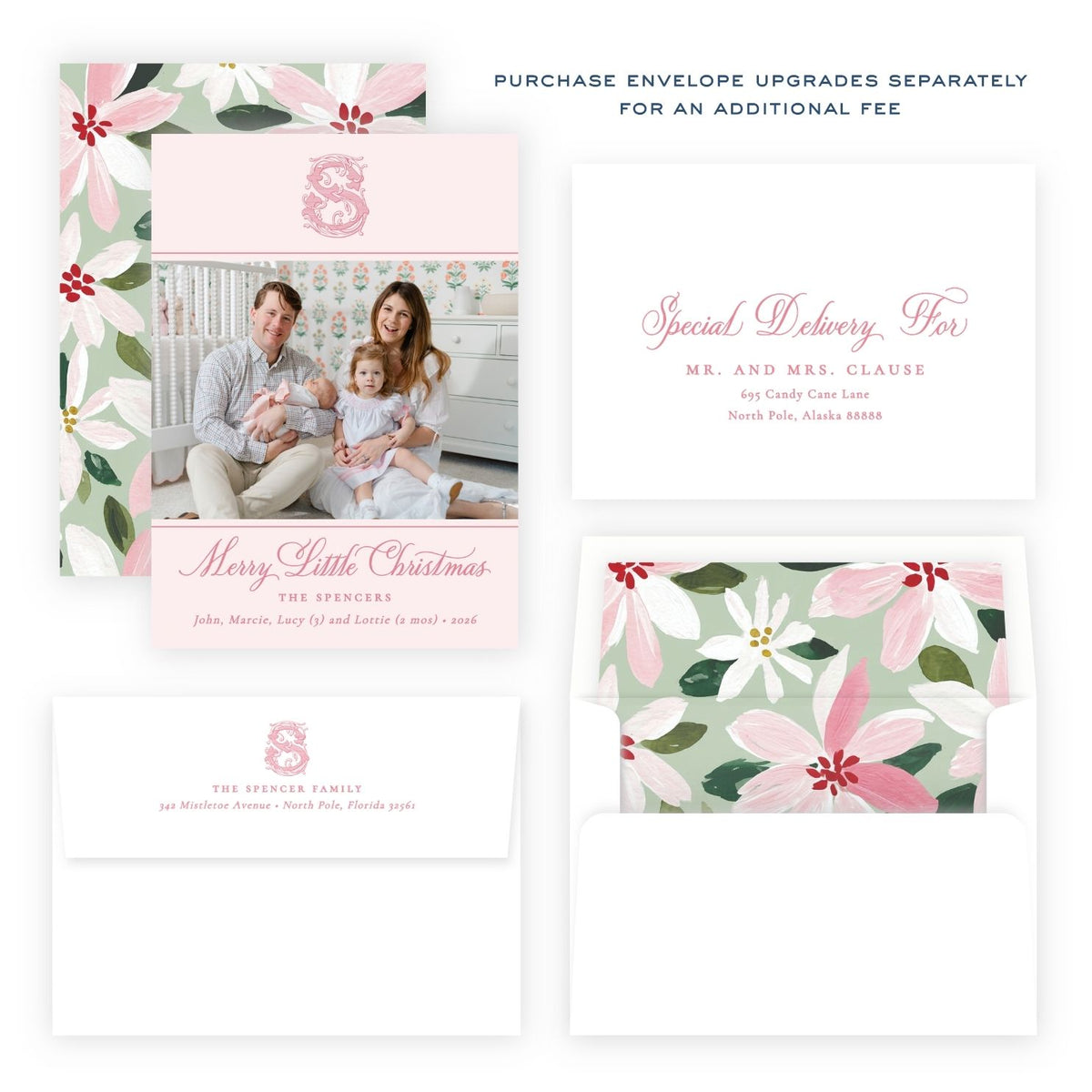 Christmas Photo Card - Blushing Poinsettias 4