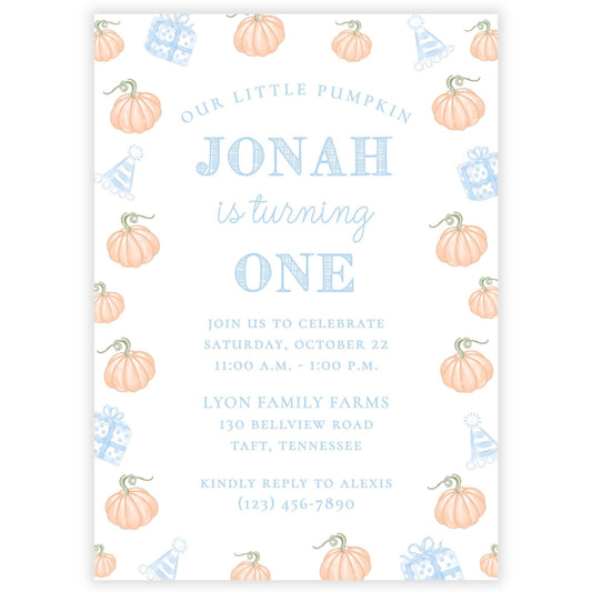 Pumpkin Party Invitations (Blue)
