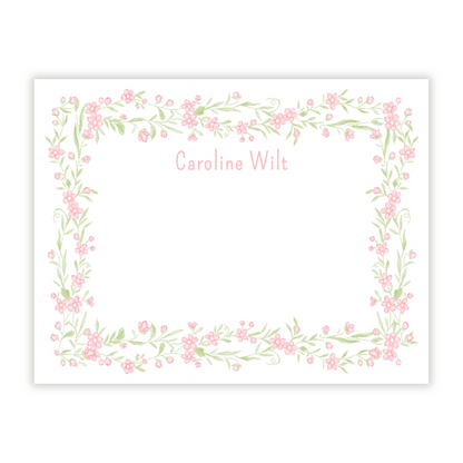 Pink Floral Toile Personalized Note Cards