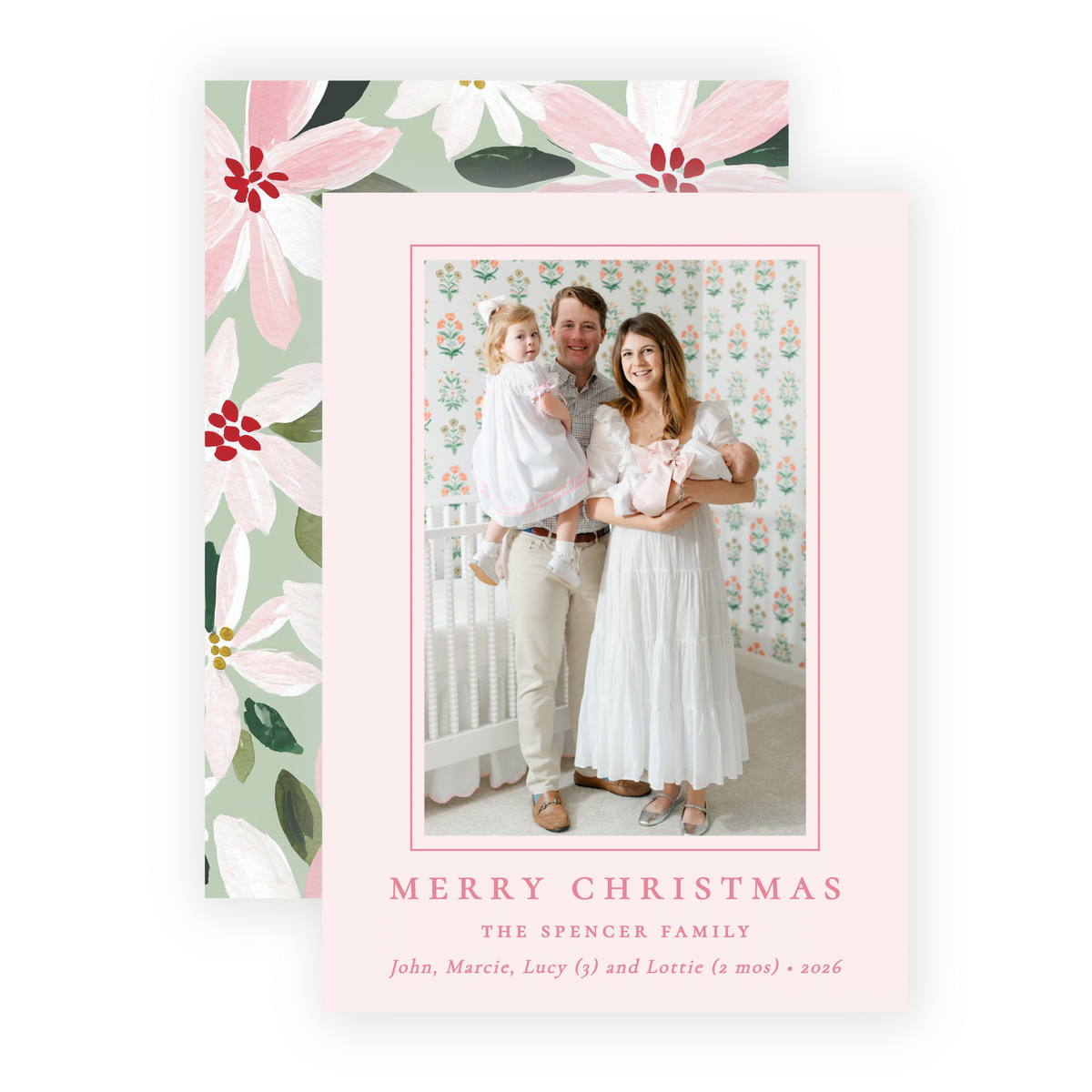 Christmas Photo Card - Blushing Poinsettias 4