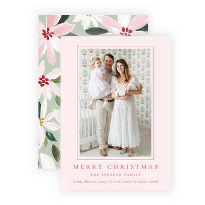 Christmas Photo Card - Blushing Poinsettias 4