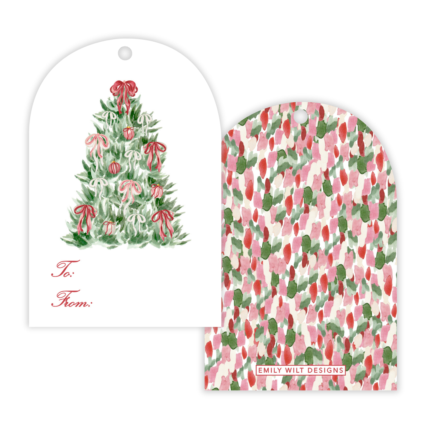 Holiday Gift Tags - Tied with a Bow Tree - Arch Hang Tags