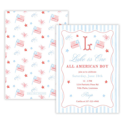 One All American Boy First Birthday Invitation