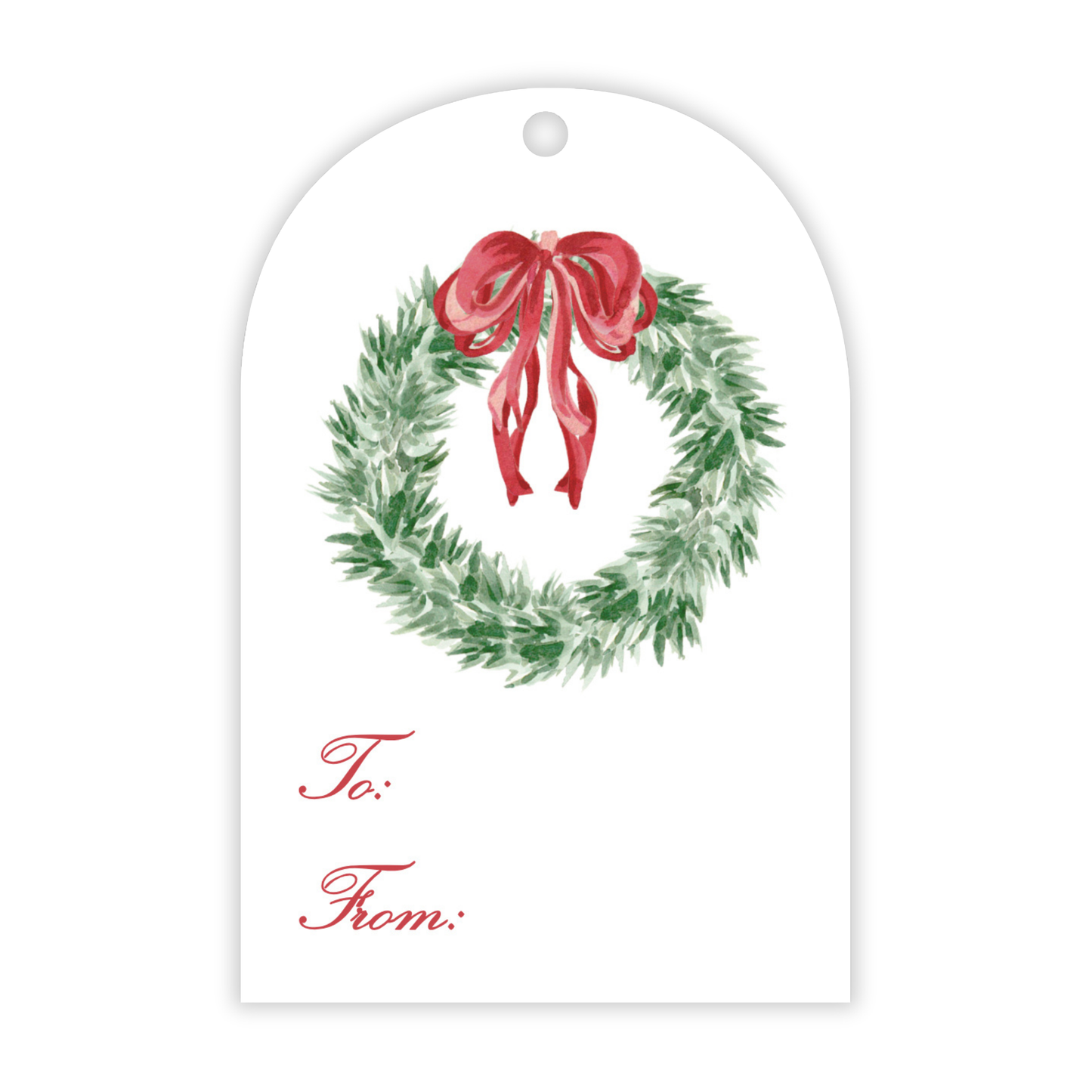 Holiday Gift Tags - Tied with a Bow Wreath - Arch Hang Tags