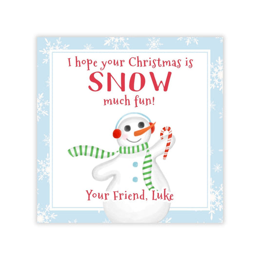 Holiday Gift Tags or Stickers for Kids - Snow Much Fun (Blue)