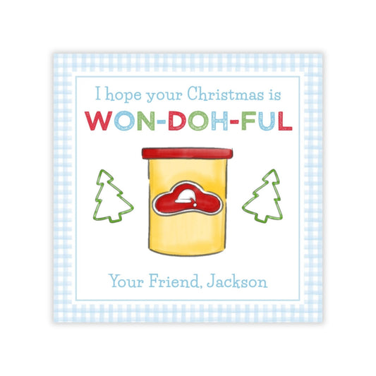Holiday Gift Tags or Stickers for Kids - Holiday Doh (Blue)