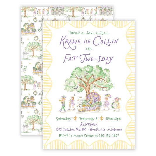 Fat TWO’sday Mardi Gras Birthday Invitations
