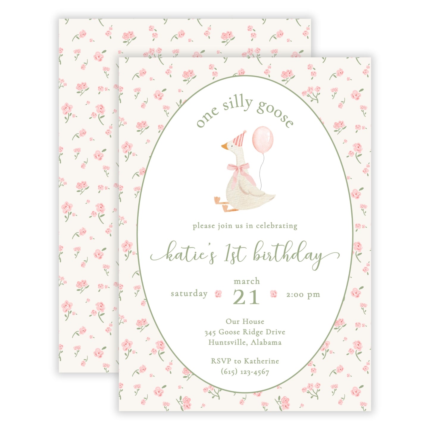 One Silly Goose First Birthday Invitation