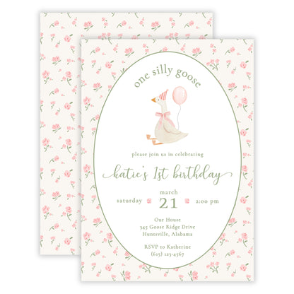 One Silly Goose First Birthday Invitation