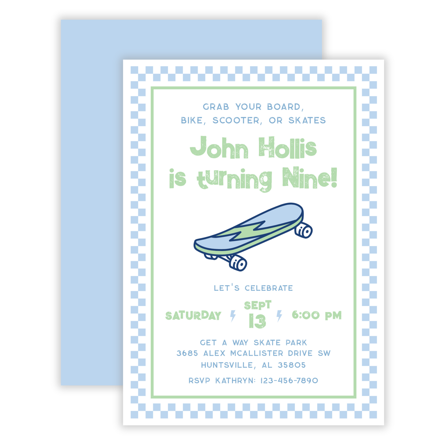 Skateboard Birthday Invitations