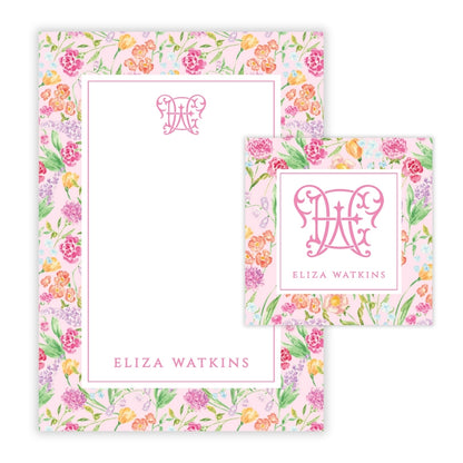 Genevieve's Garden Frame Pink Personalized Stationery Gift Set (Custom Bundle)
