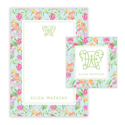 Genevieve's Garden Frame Mint Personalized Stationery Gift Set (Custom Bundle)