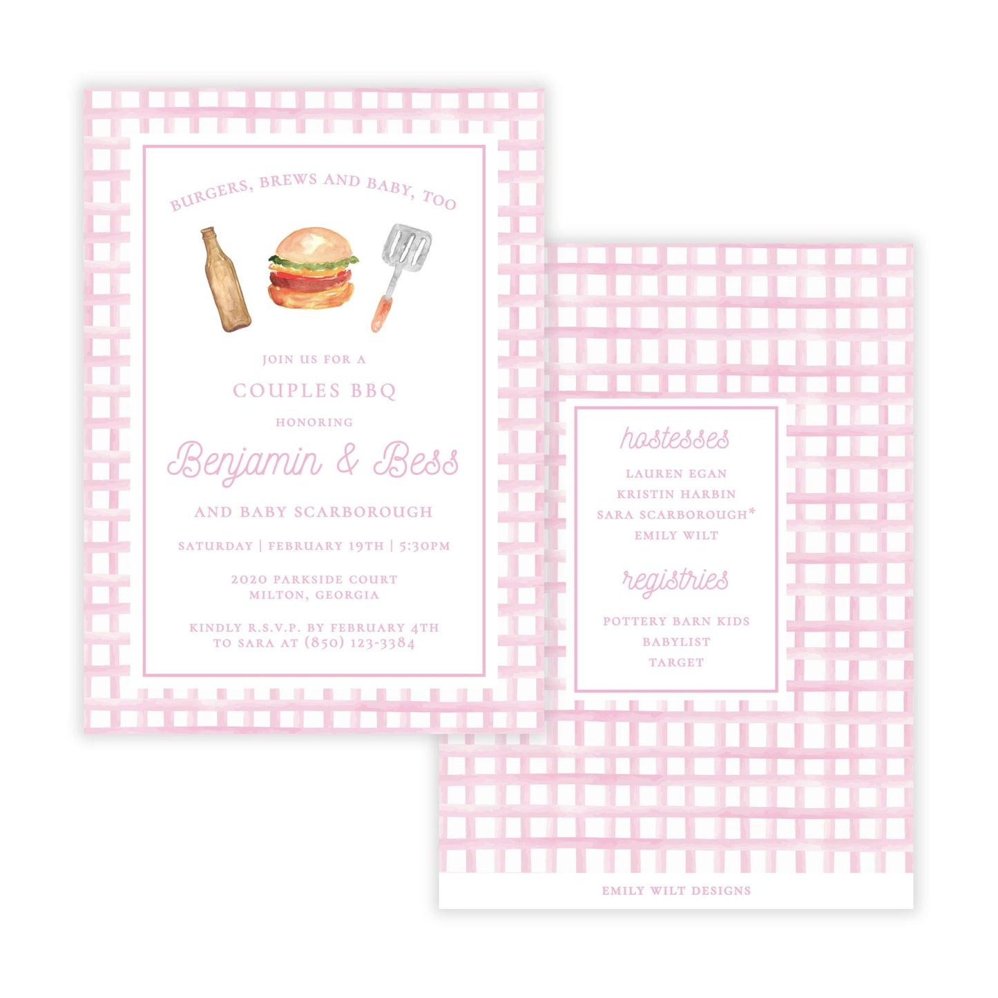 BBQ Baby Shower Invitations - Pink