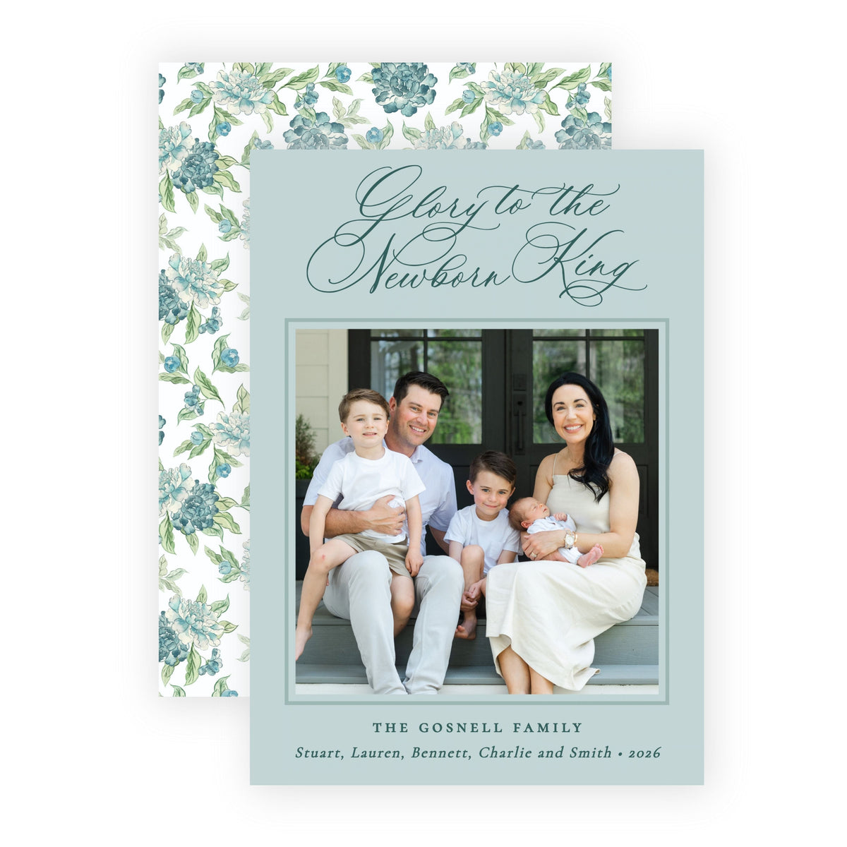 Christmas Photo Card - Blue Botanicals 1