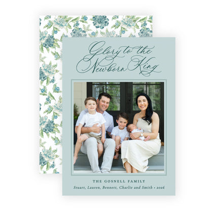 Christmas Photo Card - Blue Botanicals 1