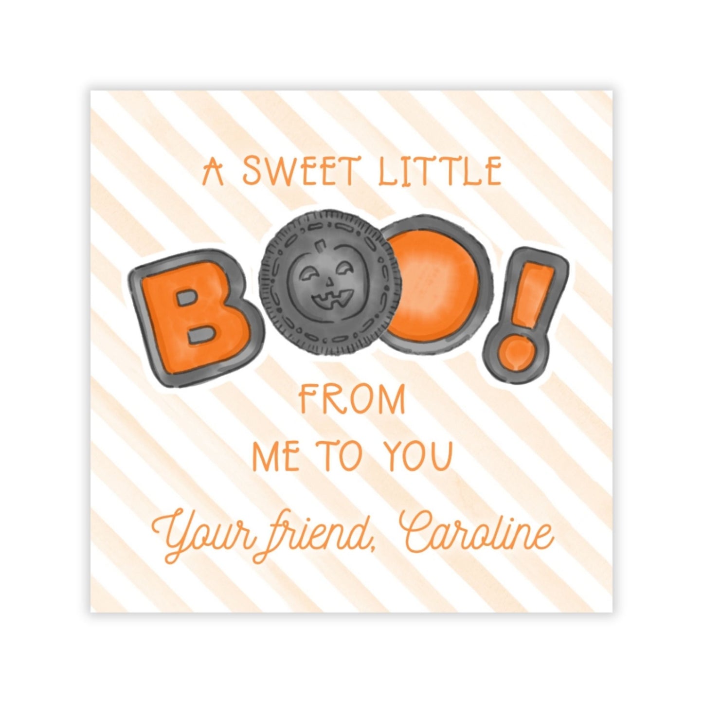 Kids Personalized Halloween Treat Tag - BOO Cookies (Orange)