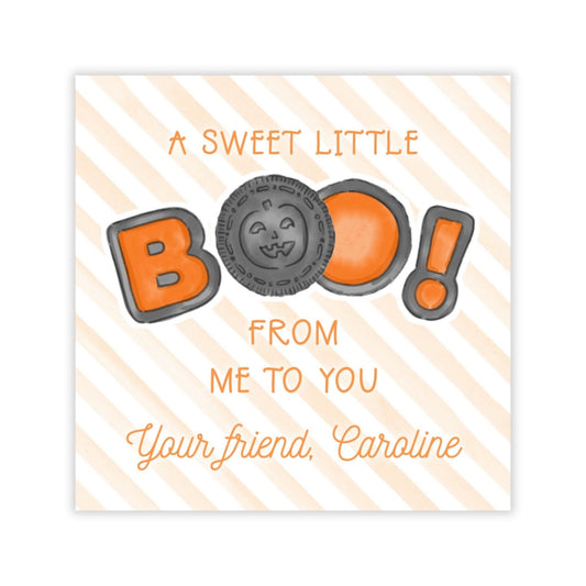 Kids Personalized Halloween Treat Tag - BOO Cookies (Orange)