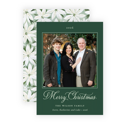 Christmas Photo Card - White Poinsettias 2