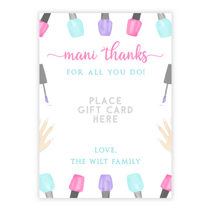 PRINTABLE Teacher Gift Card Holder - Nail Salon