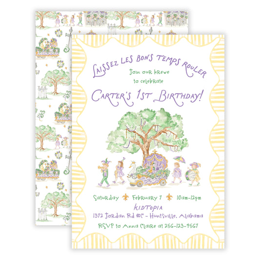 Mardi Gras Birthday Invitation for Kids