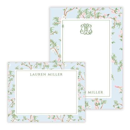 Spring Chinoiserie Blue Floral Personalized Stationery Gift Set (Custom Bundle)