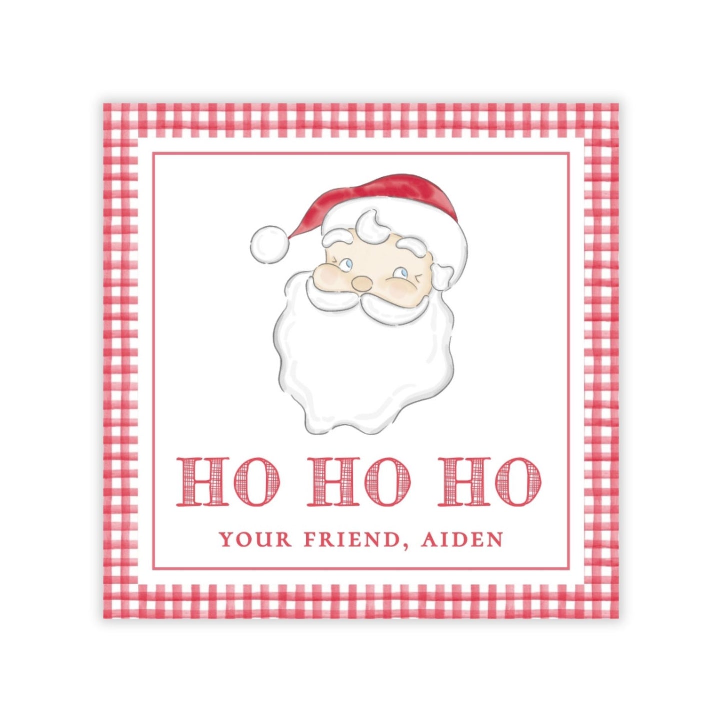 Holiday Gift Tags or Stickers for Kids - Santa (Red)
