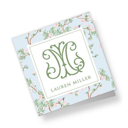 Spring Chinoiserie Blue Personalized Folded Gift Tags with Envelopes