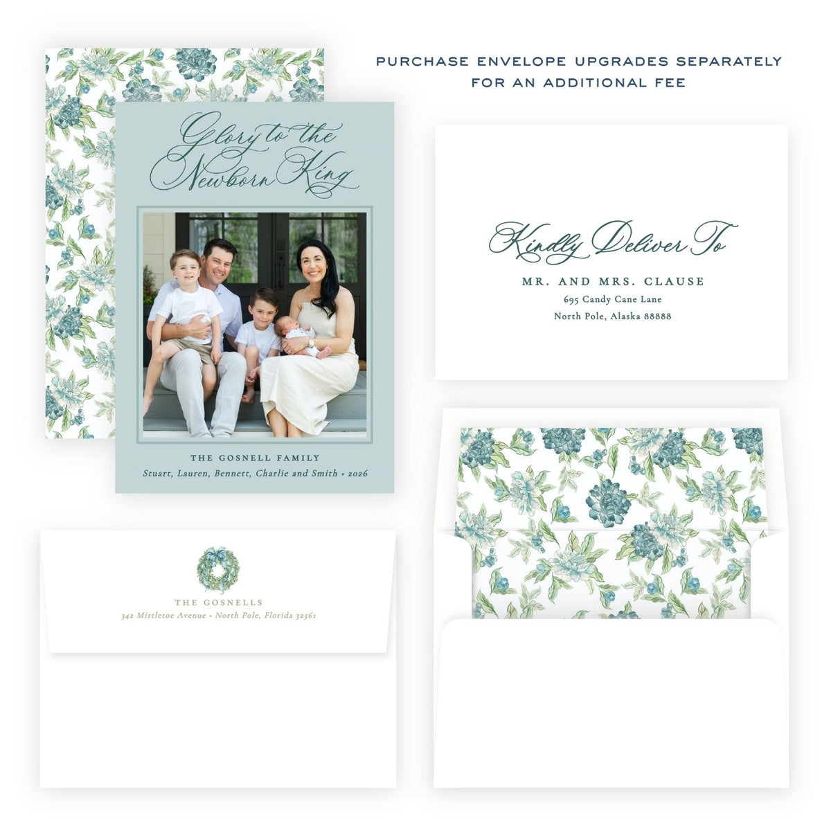 Christmas Photo Card - Blue Botanicals 1